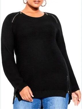City Chic Ottoman Zip Sweater